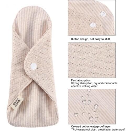 7.5 x 2.6inch Reuseable Cotton Feminine Sanitary Napkin Washable Pantiliner Women Cloth Menstrual Pad Before/After Period Pads