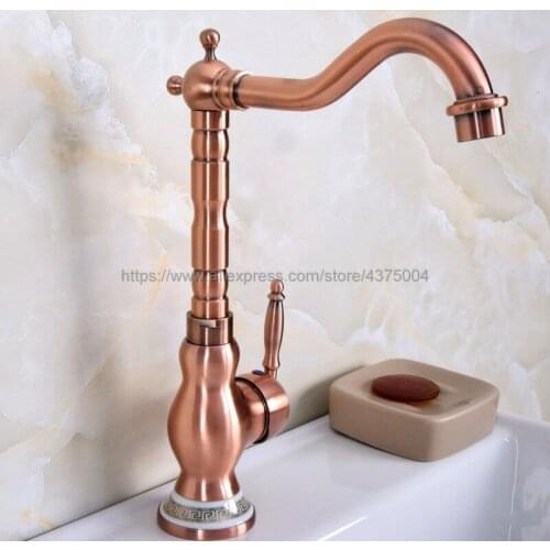 Antique Red Copper Brass Bathroom Faucet Basin Mixer Bathroom Tap Bathroom Sink Basin Mixer Tap Nnf643