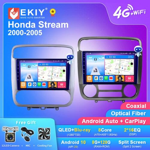 EKIY 8Core 4G IPS Car Radio Android 9 for Honda Stream 2000-2005 Carplay Multimedia Player GPS Navigation Stereo No 2 Din DVD