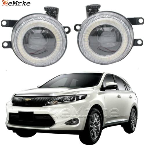 2in1 LED Angel Eye Daytime Running Lights DRL + Cut-Line Lens Fog Lights for Toyota Harrier XU60 2013 2014 2015 2016 2017