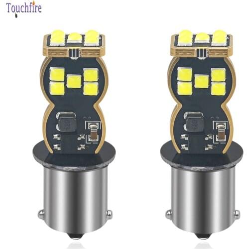 2pcs P21W 1156 Car LED Bulbs 15SMD 3030LED T15 Reverse Light 1157 BAY15D Brake Lights DC12-24V With Lens Signal LIghts White