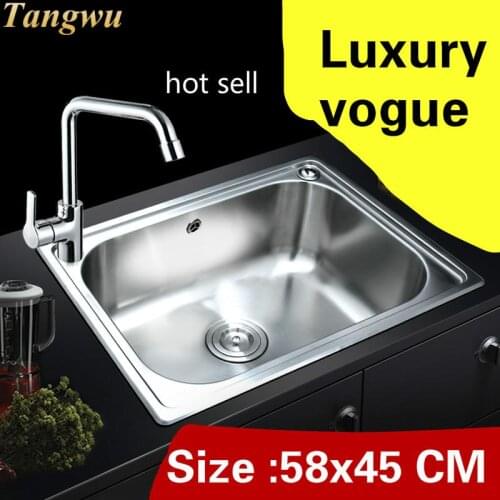 Free shipping Apartment high qualit kitchen single trough sink vogue do the dishes 304 stainless steel hot selling 58x45 CM