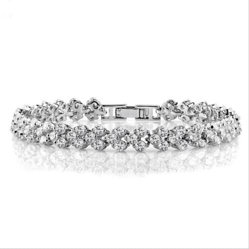 Bracelet women brand jewelry wedding show length 16 17 18 19 CM prong setting clear round zircon stones cute fashion jewelry