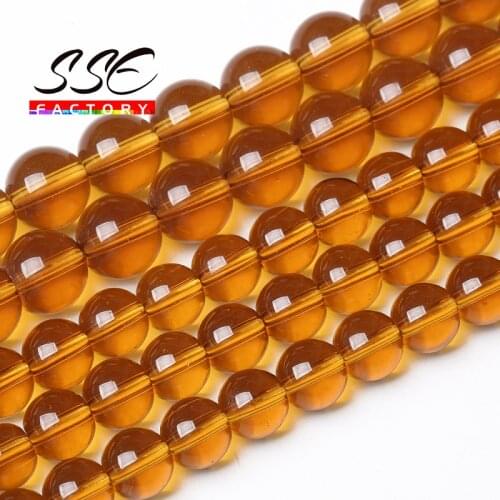 Wholesale Clear Brown Glass Beads Natural Stone Loose Beads 15" 4 6 8 10 12 mm For Jewelry Making DIY Bracelet Accessories G04