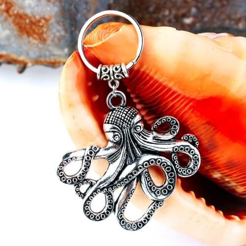 Gothic Womens Key Chains Vintage Giant Demon Octopus Kraken Keychain Accessories Silver Color Men Animal Jewelry Unisex Gifts