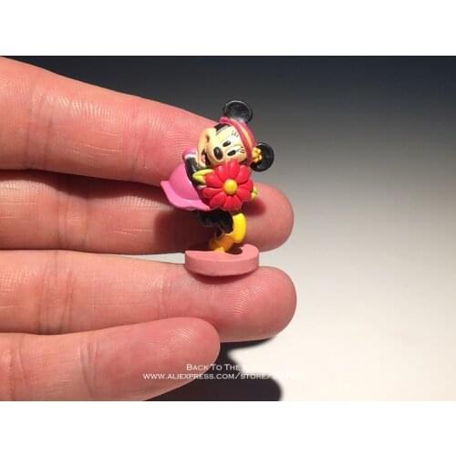 Disney Mickey Mouse Minnie flower 2.8cm Action Figure Posture Anime Decoration Collection Figurine Toy model for children gift