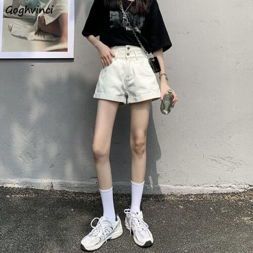 Denim Shorts Women Solid Fashion Summer New Leisure Streetwear Korean Style High Waist Loose All-match Button Simple Female Fit