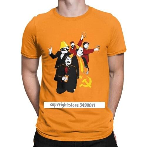 The Communist Party Men Tops T Shirt Novelty Cotton Tee Shirt Russian Soviet Marx Lenin Stalin Mao Castro Socialism T Shirts