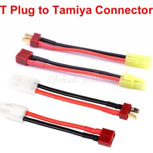 RC Plug Cable 8cm T Plug Female / Male to Mini Tamiya Male / Female Adapter 14AWG 16AWG Wire RC Accessories Parts For FPV Drone