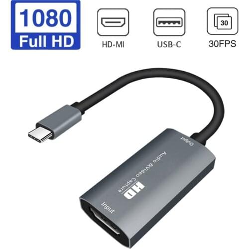 HD-MI to USB-C Video Capture Card HD 1080P Type C to HD-MI Video Capture Board Game Record Live Streaming Broadcast