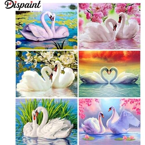 Dispaint Full Square/Round Drill 5D DIY Diamond Painting "Animal swan scenery" 3D Embroidery Cross Stitch 5D Home Decor Gift