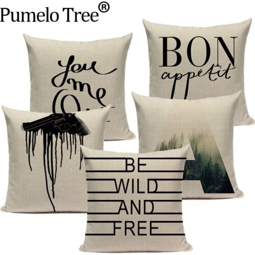 Simple Word Cushions Home Decor Linen Pillowcase Black White Decorative Cushions Printed Pillowcases On The Pillows Decorative