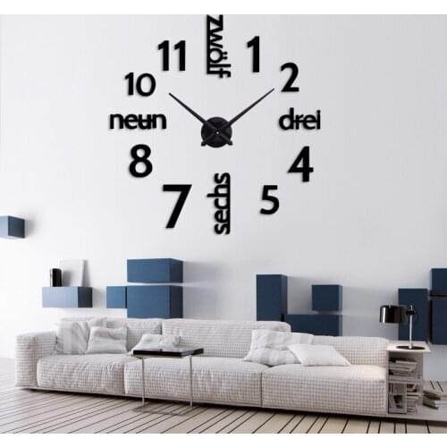 Fashion Diy 3d Stickers Wall Clock design Clocks Europe Decorative Quartz Acrylic Mirror Effect Watch Living Room