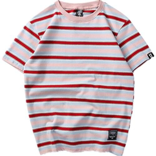 2021 New Fashion Brand Mens T-Shirt Summer Striped Men T Shirts Street Style Men Casual Tee Shirt Top