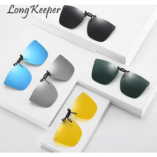 Flip Up Clip On Glasses Men Polarized Lens Photochromic Sunglasses Night Vision Mirrored Lens Driver Goggles Driving Glasses UV