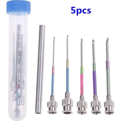 MIUSIE 5Pcs Embroidery Stitching Punch Needle Sewing Tool Set 9# 10# 12# 14# 16# With Needle Bottle Embroidery Sewing Tool Set