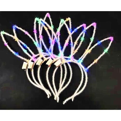 New glow blinking 16cm star light luminous rabbit ears headband led night bar concert bunny headwear cosplay costume