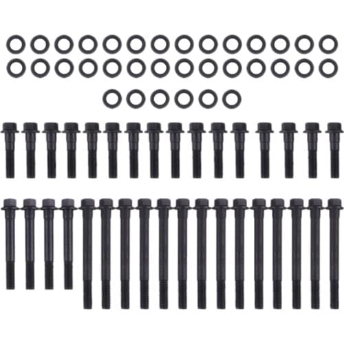 New Steel Head Bolts Kit w/ Washers For Chevy Small Block 350 400 Engines Hex Head Bolts Heads Car