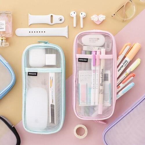 Creative Transparent Net Yarn Pencil Case Stationery Bag Special For Exams Pencil Bag Pencils Pouch Stationery Supplies