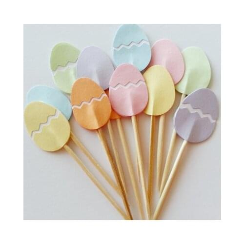 Pastel Easter Eggs cupcake toppers Wedding Food Picks Bridal shower Bachelorette cocktail tea party muffin decorations