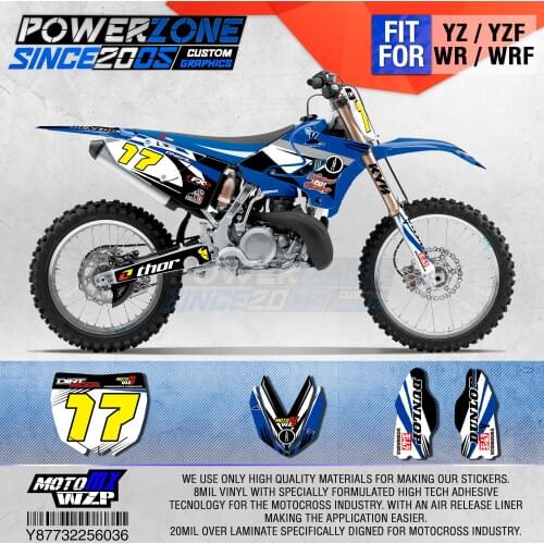 PowerZone Customized Team Graphics Backgrounds Decals 3M Custom Stickers For YAMAHA YZ125/250 X 1996-2001 2002-14 2015-2019 036