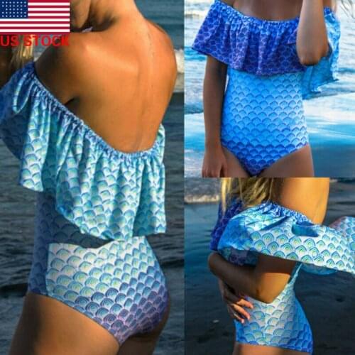 On Sale One-Piece Swimwear Women Summer Beach Style Ruffles Off-shoulder Print Swimsuit Beachwear Bathing Suit Bikini 2020 Sexy
