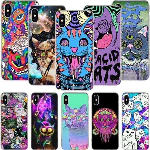 Colourful Psychedelic Cat Trippy Phone Case For iPhone 11 12 Pro XS XR X Max 7 8 6 6S Plus Mini + 5 SE Pattern Customized Coque