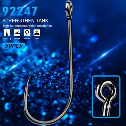 50pcs/lot Carbon Steel Fishing Hooks 1#-6# Baitholder Black Color Jig Head Crank Barbed Hook for Soft Worm Bass Carp Fishing