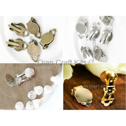 250sets mix color or your pick Silver,gold,antique bronze Clip On earrings w/10mm pads and free silicon protection pads