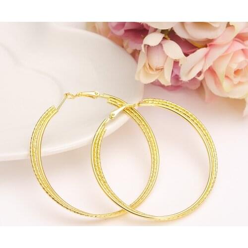 60mm diameter gold Super Big Circles Hoop Earrings For Women Fashion Gold-color Jewelry Bijoux Trendy Statement girls Earrings