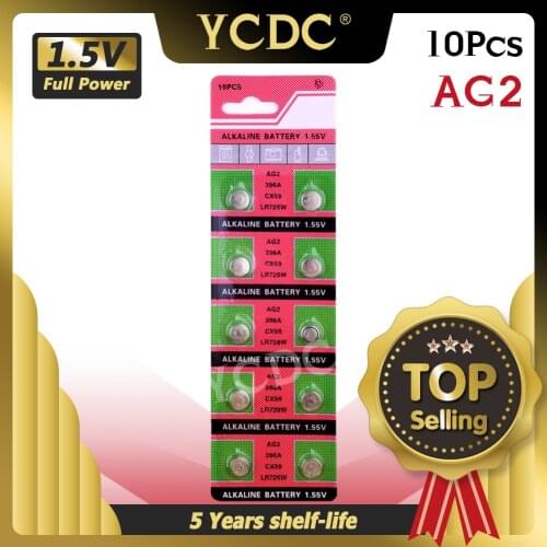 YCDC 10Pieces AG2 LR726 397 396A SR726 196 SR59W SR726SW Button Coin Cell Batteries 1.55V Alkaline Men Women Watch Toys Battery