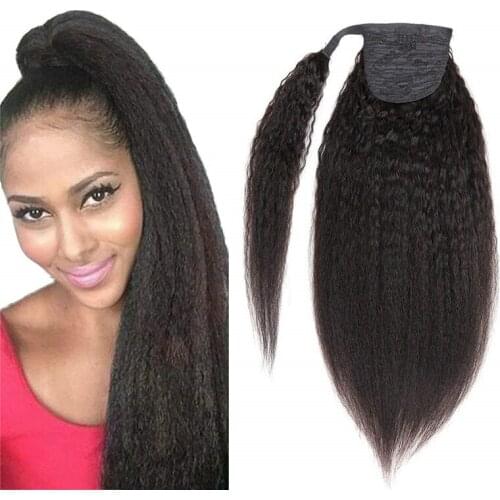 Sissis Corn Long Ponytail Synthetic Hairpiece Wrap on Clip Hair Extensions 22 Inch Black Pony Tail Blonde Fack Hair For Women