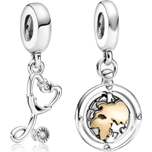 BRACE CODE New Love Stethoscope And Reversal Earth Charm Pendant. Make Mens And Womens Brand Jewelry Gifts