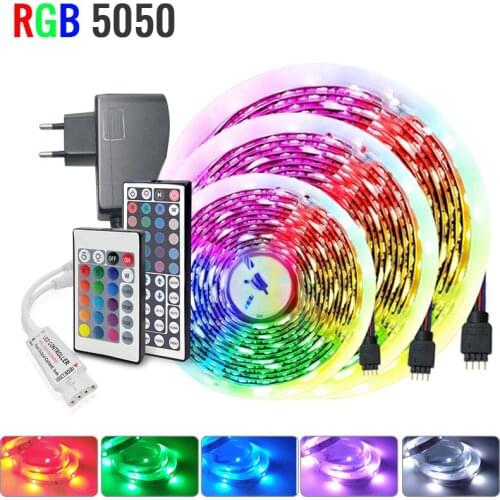 Wireless WiFi Tape 5050 RGB LED Strip 5M 10M 15M Flexible luces led strip light Works With Alexa Google Home DC 12V Adapter EU