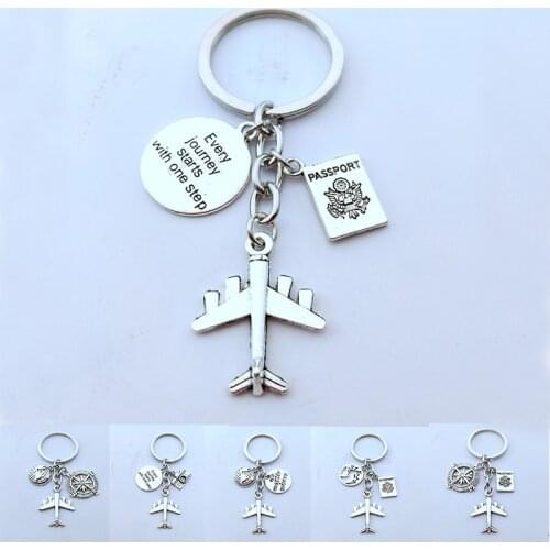 Earth Airplane Keychain No Matter Where Pendant Travel Keyring PASSPORT Key chain Friendship Best Friend Jewelry Diy Handmade