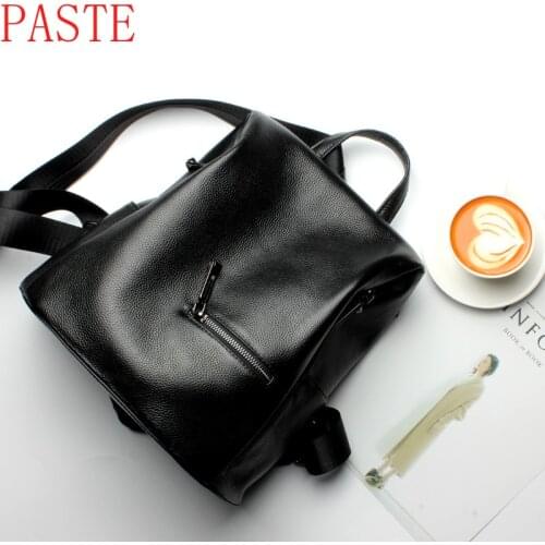 Top qualityFashion Designer Cow Genuine Leather Women Backpack Drawstring School Bags For Teenagers Girls Female Travel BackPack