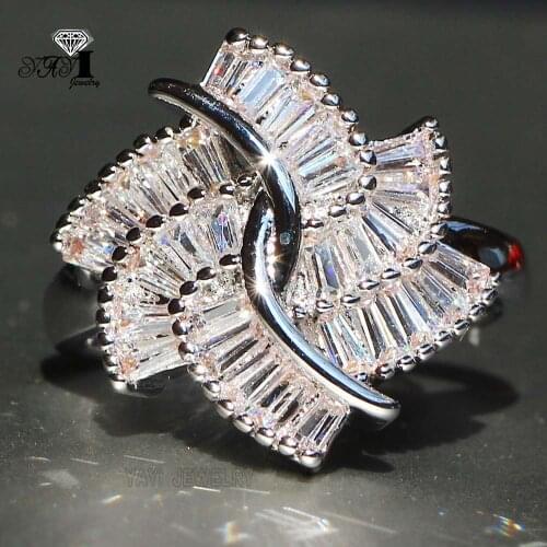 YaYI Jewelry Fashion Princess Cut 3.8 CT White Zircon silver filled Engagement Rings wedding Rings Party Brand Rings 640