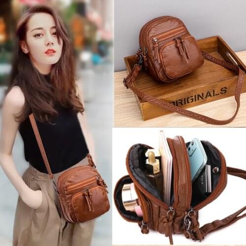 Womens single shoulder bag fashion solid color casual cross-body bag large capacity leather bag zipper cross-body bag