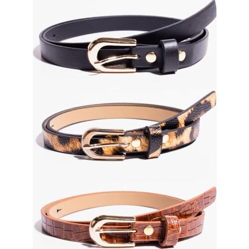 Womens Brown-black 3'lü Leopard And Embossed Pattern Belt Set Leather Women 'S 2021 Fashion Belt