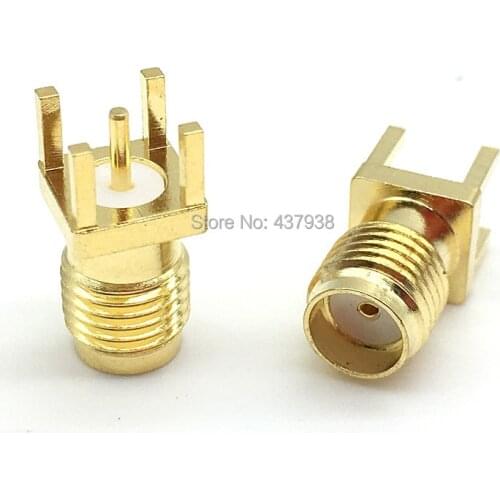100Pcs SMA Female Jack Solder Nut Edge PCB Clip Straight Mount Gold Plated RF Connector Receptacle Solder