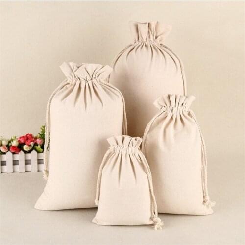 100pcs/lot Cotton Linen Gift Bag Travel Drawstring Storage Bags Sundries Beam Rope Pouches Handmade canvas Bag