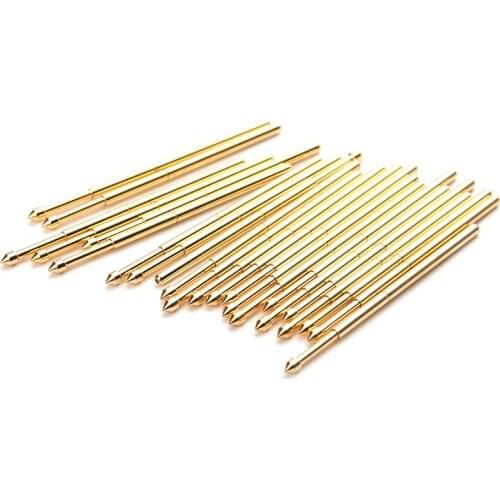 100PCS/Pack Gold-plated Head PA100-E2 Conical Head Spring Test Pin 1.36mm Spring Thimble Used for Circuit Board Testing
