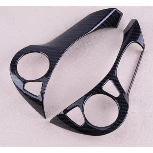 2pcs/kit Black Carbon Fiber Style Steering Wheel Decorative Cover Trim Fit for Honda Accord 2014 2015 2016 2017