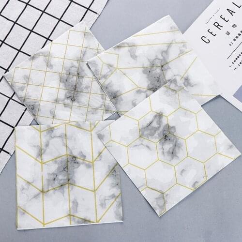20Pcs/Pack Fashion Napkin Paper Cool Tissues Marble Striped Paper Napkins for Birthday Party Serviettes Decor Wholesale