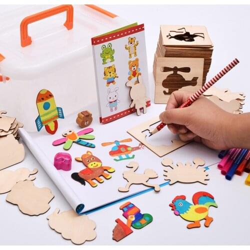 32 Pcs DIY Childrens Painting Drawing Board Template Tools Aid Set With Watercolor Pen Educational Toys Gifts For Children Kids