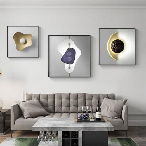 Abstract Decoration Painting Geometric White Purple Color Block Bowl Canvas Wall Picture Poster Living Room Sofa Background