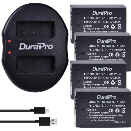 4x 7.4V 1040mAh LP-E17 LP E17 Replacement Camera Battery + USB Charger for canon EOS Rebel T6i 750D T6s 760D M3 8000D Kiss X8i