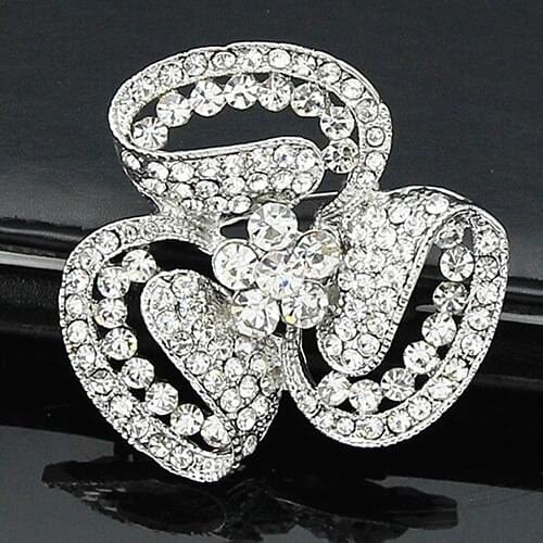 DHL FEDEX FREE SHIPPING VINTAGE STYLE RHODIUM PLATED FLOWER CRYSTAL PIN BROOCHES WEDDING JEWELRY BROOCH GIFT BROACHES