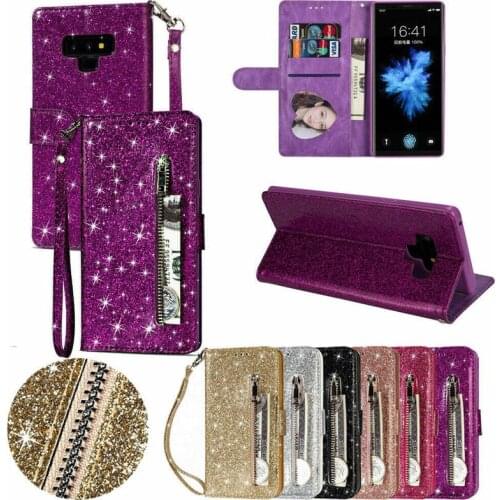 Bling Case For Samsung Galaxy A70 A50 A40 A30 A20 A10 A21 A51 A71 Leather Flip Zipper Wallet Card Stand Holder Phone Cover Coque