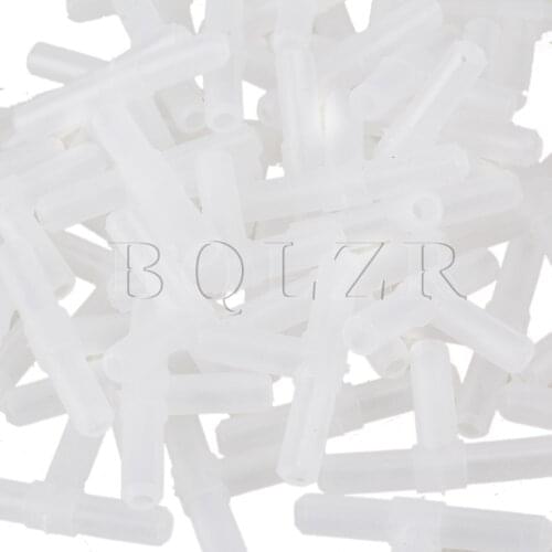 BQLZR 50pcs Plastic Tee 3-Way Aquarium Air Pump Line Tubing Joints Connectors White